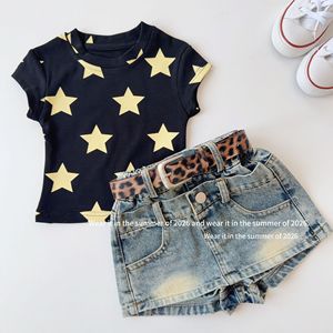 Shorts in denim blu da ragazza con cintura leopardata per l'estate 2026 - Product Image 6
