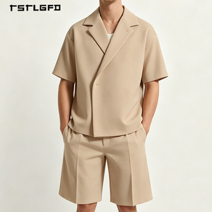 Veste chemise homme en sergé double boutonnage, coupe ample, kaki, épaisse, style Old Money, contemporaine, style blazer oversize - Product Image 1