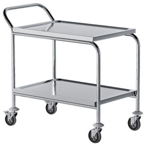 Chariot de service alimentaire à 2 niveaux en acier inoxydable robuste avec montage facile et mobile - Product Image 1