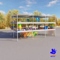 Filet d'escalade commercial extérieur en nylon, aire de jeux multi-niveaux en corde et maille pour parc d'enfants