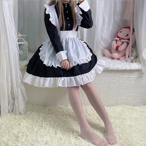 Black And White Gothic Lolita Maid Dress Apron Set Cosplay Costume Anime Role Play Outfit Spring 2025 - Product Image 4