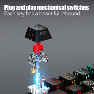 Teclado Mecánico para Juegos con 68 Teclas Intercambiables en Caliente y Teclas con Impresión Lateral, para Computadora Portátil y PC - Product Image 6