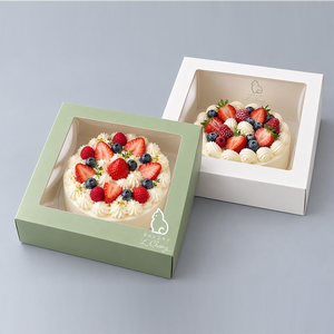 Caja para pasteles impresa en flexografía personalizada, caja autoarmable con ventana transparente, embalaje desechable para alimentos de cartón. - Product Image 5