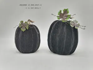 Halloween Home Party Decoration Props Farmhouse Harvest Artificial Black Pumpkin Decor