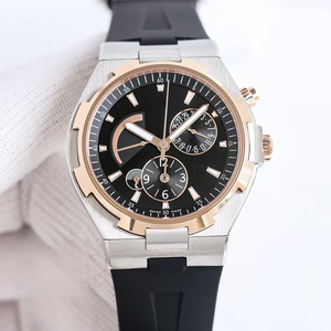 High-end Luxury Mens Watch <b>Rose</b> Gold Brown Dial Brown Rubber Strap Self-winding Dual Time Power Reserve Day Night Date New 2026 - Product Image 1