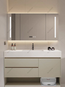 Comptoirs simples en pierre du <span class=keywords><strong>nord</strong></span>, armoires à miroir intelligentes, rangement à tiroirs, lavabo de salle de bain haut de gamme - Product Image 2