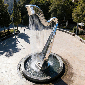 Fontana d'<span class=keywords><strong>acqua</strong></span> moderna in acciaio inox, scultura astratta per giardino, cascata da esterno, fontana scultorea. - Product Image 3