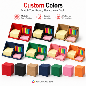 Caja de Notas Giratoria 2 en 1 con Logotipo Personalizado, Organizador de Escritorio Plegable, Juego de Notas Adhesivas con Marcadores de Página de 5 Colores para Regalo de Oficina - Product Image 3
