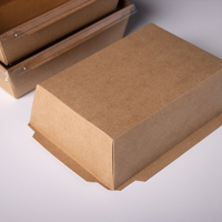 Contenedor de Alimentos Desechable de Papel Kraft de 2 Compartimentos, Lonchera de 2 Celdas con Tapa Transparente