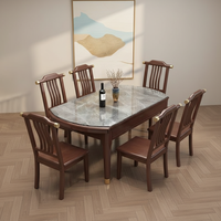 Nouvelle table à manger extensible multifonctionnelle pliable télescopique en ardoise de style chinois, pour petit appartement, 8 personnes