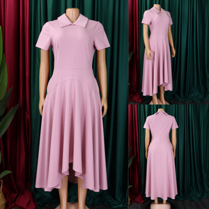 <span class=keywords><strong>Vestidos</strong></span> de Fiesta de Verano D514 para <span class=keywords><strong>Mujer</strong></span>, Cuello Polo, Manga Corta, Cintura Alta, Corte en A, Elegantes <span class=keywords><strong>Vestidos</strong></span> Africanos, Vestido de Trabajo para <span class=keywords><strong>Mujer</strong></span> - Product Image 3