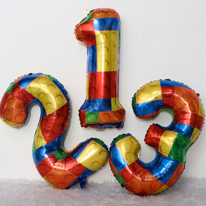 Película de aluminio de 32 pulgadas Legos Número Globo Decoración Fiesta Arreglo Número Globo - Product Image 1