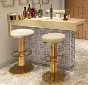 Nouvelle <span class=keywords><strong>Chaise</strong></span> Haute <span class=keywords><strong>de</strong></span> <span class=keywords><strong>Bar</strong></span> en Velours avec Cadre Métallique, Design Luxe Populaire pour Restaurant, Cuisine et Salon - Product Image 5