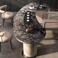 Table de Thé Chinoise en Pierre Frittée Luxe Léger, Ensemble de Table de Bureau pour PDG, Design Minimaliste Moderne Tout-en-un pour Villa et Bureau à Domicile