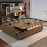 Set Meja Eksekutif Mewah Modern CEO Meja Kayu Walnut Abu-abu Kursi Kantor Perakitan Mudah Ramah Lingkungan Dapat Diperpanjang Modular