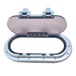 Claraboya ovalada de aleación de aluminio con vidrio templado para techo de barco, yate o caravana, con apertura horizontal y diseño oscilante. - Product Image 1