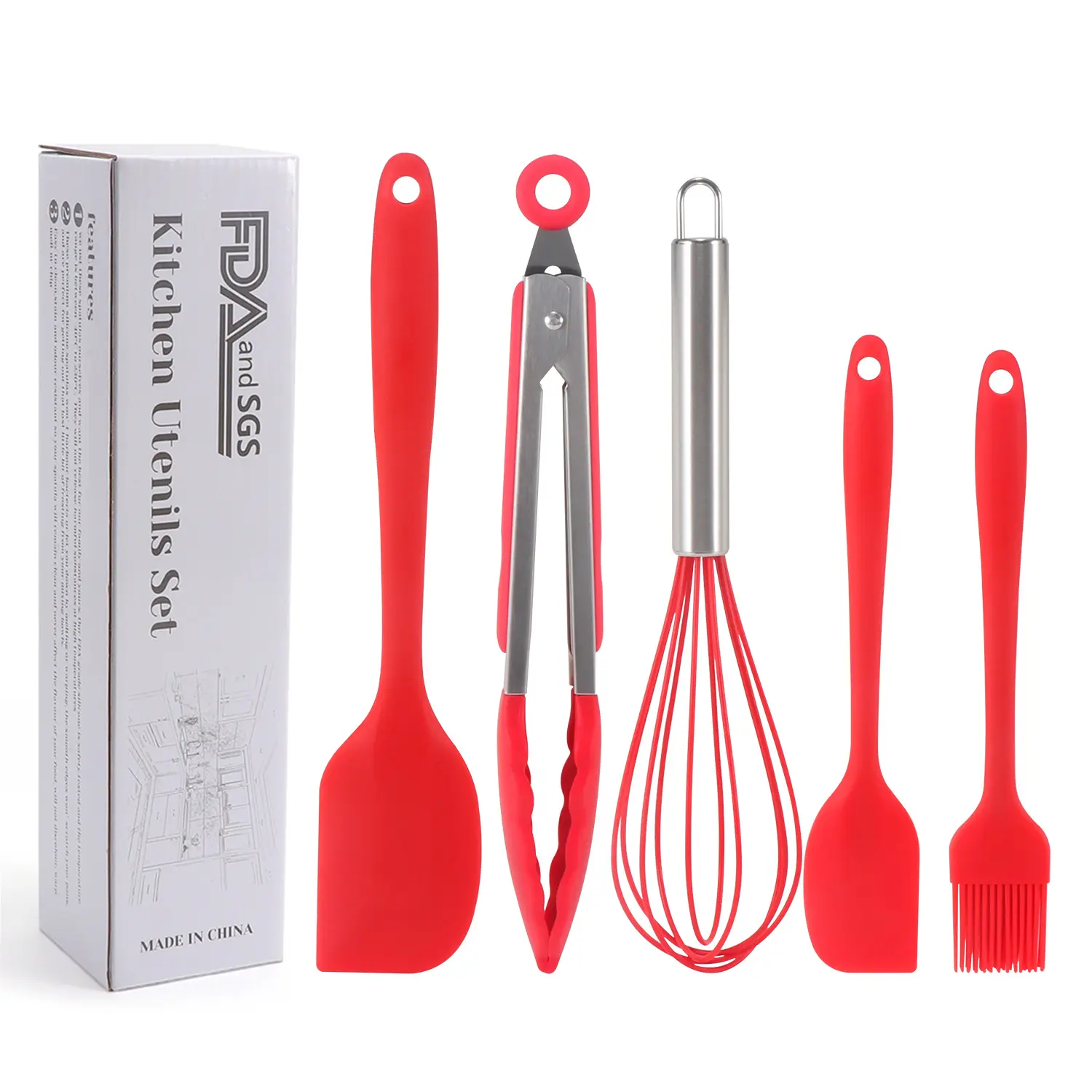 Silikon-Spatulle 5 Stück Haushaltsschaufel Küchenutensilien Silikonkuchen backen Spatulle und Pinsel-Set