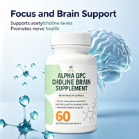 Capsules de choline Alpha GPC OEM favorisant la santé des nerfs et soutenant la santé cardiovasculaire, complément alimentaire pour le cerveau à base de choline Alpha GPC.