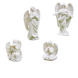 Statuetta Angelo Bianco con Ali, Scultura Religiosa in Resina, Ornamento da Esposizione per Chiesa, Giardino o Parrocchia, Regalo per Battesimo o Preghiera - Product Image 4