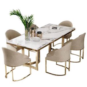 La <span class=keywords><strong>table</strong></span> de salle à manger en pierre agglomérée moderne a placé 6 chaises avec le cadre de fer pour le café-kitchen-restaurant - Product Image 5