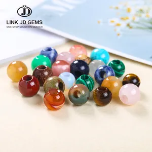 JD hot selling gemstone multi-scale large hole European natural agate large hole beads for DIY jewelry bracelet making