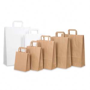 KUAIMA 26*12*33cm Wholesale Kraft <b>Flat</b> Handle Paper Tote Biodegradable Shopping Bag for Grocery Packaging Party Decor - Product Image 6