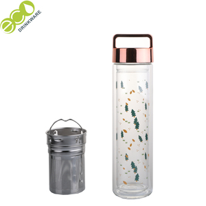 No <span class=keywords><strong>hay</strong></span> mínimo libre de BPA 450ml de doble pared de vidrio de borosilicato botella de <span class=keywords><strong>agua</strong></span> con infusor - Product Image 4