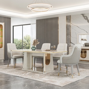 Ensemble de table à manger moderne de luxe pas cher, 6 places, meubles de salle à manger, restaurant, ensembles en bois turcs avec chaises 6606, table à manger 6 - Product Image 3