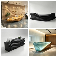 CR114 Comptoir d'accueil moderne de haute qualité à motif marbre avec éclairage LED décoratif pour cabinet d'avocats et bureau immobilier