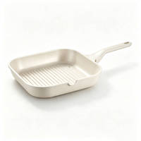 Poêle à griller 24/28 cm avec revêtement antiadhésif en marbre, plaque à griller en aluminium avec base à induction pour cuisine moderne, poêle carrée