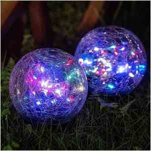 Outdoor Waterproof <b>Garden</b> Pathway Lamp Decor Warm & RGB Lights Crackled Design Solar Yard Backyard Light - Product Image 5