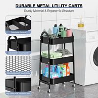 Vente en gros d'options de personnalisation en plusieurs couleurs chariot roulant en métal à trois niveaux outils de cuisine chariot roulant de stockage