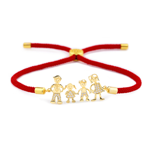ASJEWELRY <span class=keywords><strong>Pulsera</strong></span> Tejida, Joyería Familiar, Oro, Colgante de Papá, Mamá, Hijo, Hija, Protección, <span class=keywords><strong>Pulsera</strong></span> de Hilo Rojo 2606 Brtb07 - Product Image 1