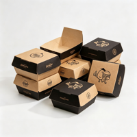 Boîtes à emporter personnalisées pour restaurants, emballages pour la restauration rapide avec 3 sauces pour les ensembles de poulet frit et de hamburgers