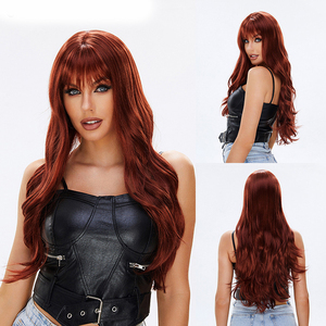 Perruque Transfrontalière <span class=keywords><strong>Femme</strong></span> Vin Rouge Cheveux Longs Raides Style Japonais Frange <span class=keywords><strong>Femme</strong></span> Cheveux Longs <span class=keywords><strong>Coiffure</strong></span> Pleine Tête - Product Image 1