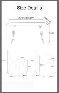 Mesa de Comedor Nórdica de Lujo en Pizarra Blanca Brillante, Combinación de Mesa y <span class=keywords><strong>Sillas</strong></span> de Mármol - Product Image 5