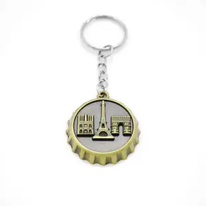 Vente en gros de porte-clés souvenir de bouchon de bouteille porte-clés arc de triomphe tour eiffel Notre Dame de <span class=keywords><strong>Paris</strong></span> - Product Image 1