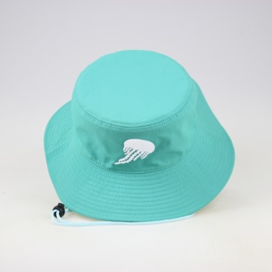 Marque privée brodée personnalisée Chapeau seau à large bord Protection solaire unie Casquette de pêcheur avec ficelle - Product Image 5