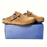 Mules et sabots respirants en daim de vache à enfiler avec semelle intérieure en liège souple et amortie, soutien de la voûte plantaire, chaussures décontractées confortables, vente en gros