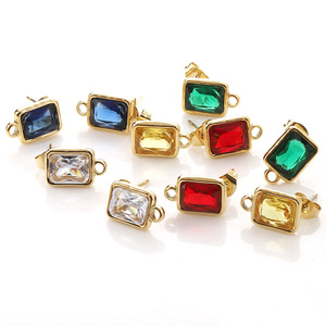 <b>Stud</b> <b>Earrings</b> Square Crystal Zircon Bezel Setting Unisex Fashion Jewelry H1422 - Product Image 4