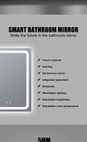 Miroir de salle de bain avec écran tactile, anti-buée, rétroéclairé, miroir LED pour salle de bain
