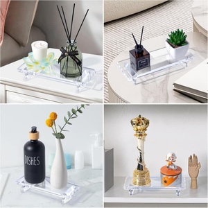Bandeja de acrílico transparente con asa para postres, organizador de acrílico, caja de almacenamiento, venta al por mayor OEM ODM con logotipo personalizado - Product Image 3