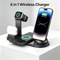 Penjualan Terlaris di Pengisi Daya Multifungsi 15W untuk Iphone Watch Earphone 6 in 1 Wireless Charger Dock Station Dropshipping