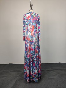 Abito lungo da donna STOCK Print a maniche lunghe, taglie forti S-2XL - Product Image 3