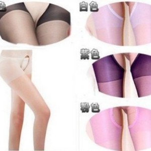 Bas cuissardes amincissants en dentelle pour femme, transparents en Spandex, à ouverture double face, Blanc, Violet, Rose, Noir, Couleur chair - Product Image 1