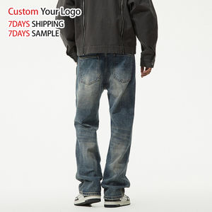 Pantalones Vaqueros de Mezclilla Lavada de Alta Calidad al por Mayor, Corte Recto de Pierna Ancha, Estilo Urbano Vintage, Jeans Holgados de Diseñador para Hombre - Product Image 4