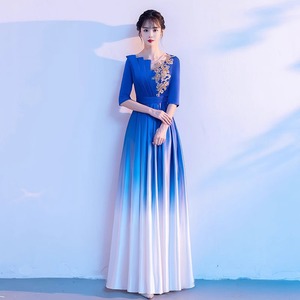 Women's Long Evening Gown Royal Blue Gradient Choir Stage <b>Performance</b> Dress Adult Formal <b>Wear</b> Polyester Fabric - Product Image 2