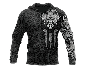 Heat-transfer Sublimation Northern Europe <strong>Viking</strong> Customized Print Man's <strong>Hoodies</strong> and Sweatshirts Wholesale Unisex Pullover <strong>Hoody</strong> - Product Image 1