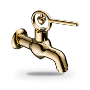 Grifo de Baño de Latón Montado en la Pared con Diseño de Manija Cruzada, Chapado en Oro, Calidad Superior - Product Image 2
