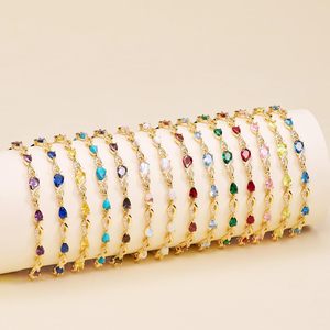Pulsera de tenis con ópalos en forma de lágrima, chapada en oro de 18 quilates, ajustable para mujer, regalo de joyería fina - Product Image 4